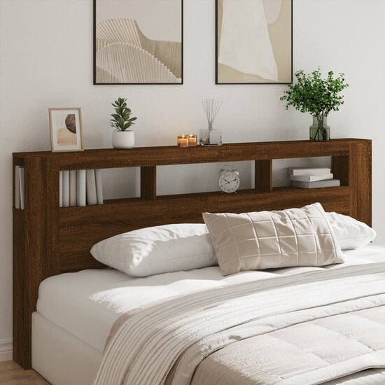 Hoofdeinde Met Led 220X18,5X103,5 Cm Bewerkt Hout Bruineiken 220 x 103.5 cm bruin eikenkleur