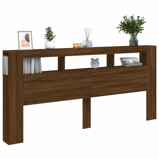 Hoofdeinde Met Led 220X18,5X103,5 Cm Bewerkt Hout Bruineiken 220 x 103.5 cm bruin eikenkleur