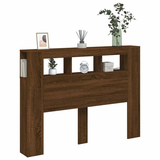 Hoofdeinde Met Led 140X18,5X103,5 Cm Bewerkt Hout Bruineiken 140 x 103.5 cm bruin eikenkleur