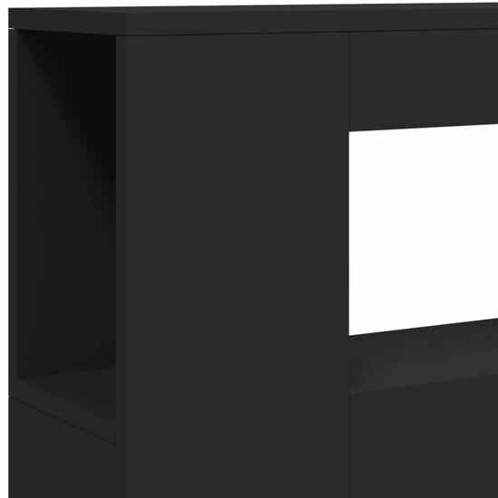 Hoofdeinde Met Led 100X18,5X103,5 Cm Bewerkt Hout 100 x 103.5 cm Zwart