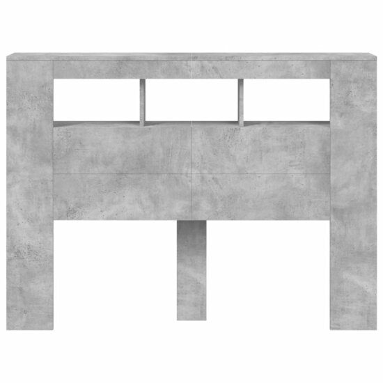 Hoofdeinde Met Led 140X18,5X103,5 Cm Bewerkt Hout 140 x 103.5 cm Betongrijs