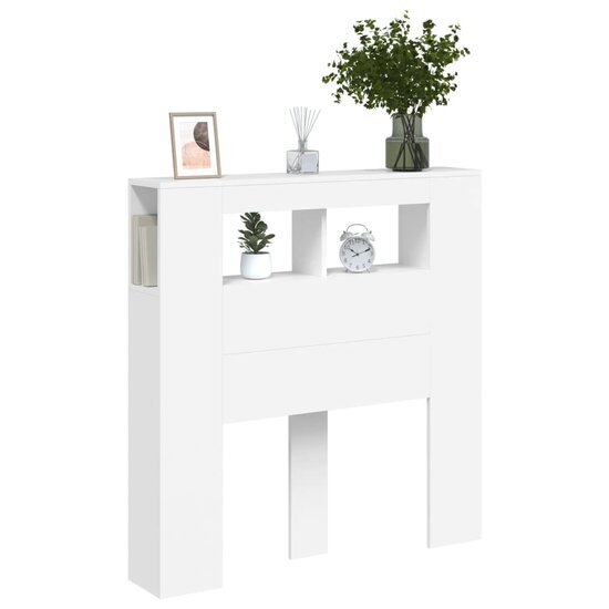 Hoofdeinde Met Led 100X18,5X103,5 Cm Bewerkt Hout 100 x 103.5 cm Wit