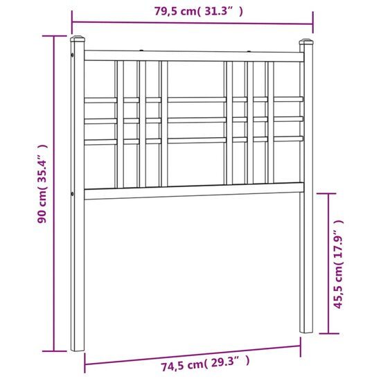 Hoofdbord 75 Cm Metaal 75cm Zwart