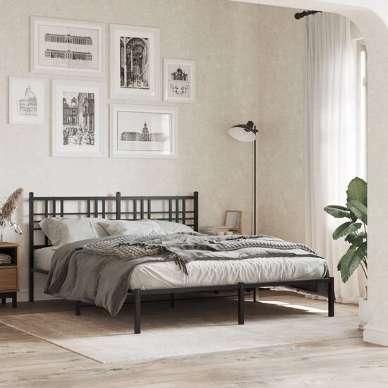 Hoofdbord Metaal 160 cm Zwart