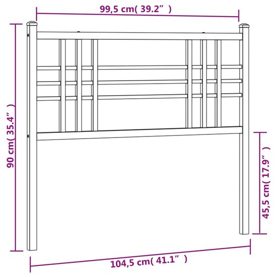 Hoofdbord Metaal 100 cm Zwart