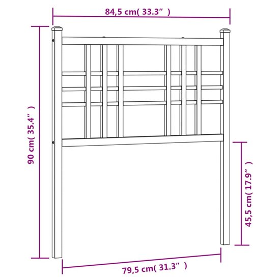Hoofdbord Metaal 80 cm Zwart