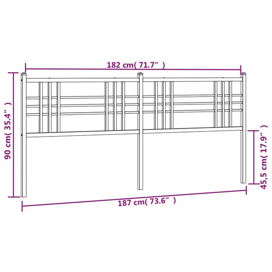 Hoofdbord 180 cm metaal zwart