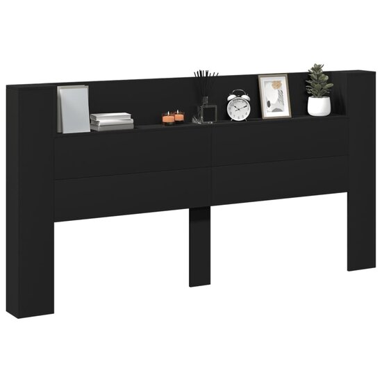 Hoofdbordkast Met Led-Verlichting 200X16,5X103,5 Cm 200 x 16.5 x 103.5 cm Zwart