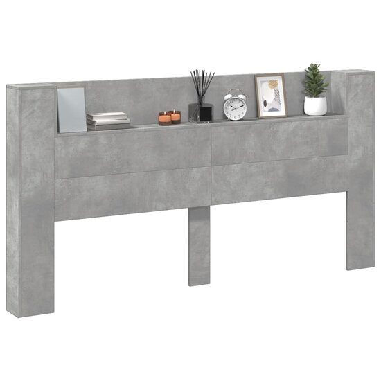 Hoofdbordkast Met Led-Verlichting 200X16,5X103,5 Cm 200 x 16.5 x 103.5 cm Betongrijs