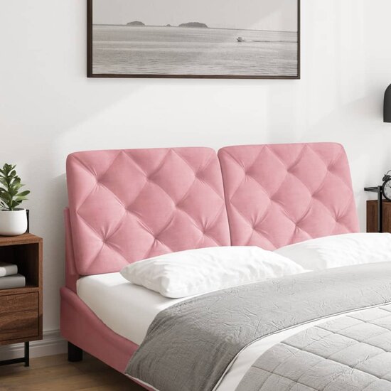 Hoofdbordkussen 120 cm fluweel roze