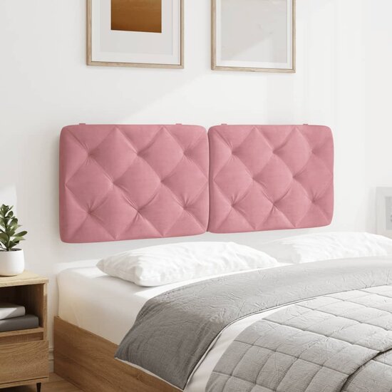 Hoofdbordkussen 120 cm fluweel roze
