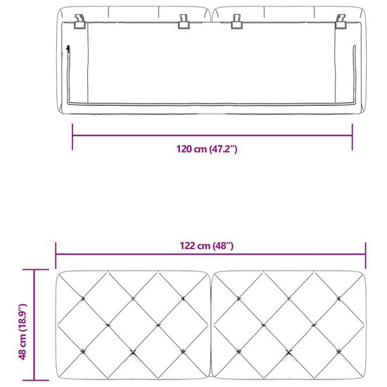 Hoofdbordkussen 120 cm fluweel roze