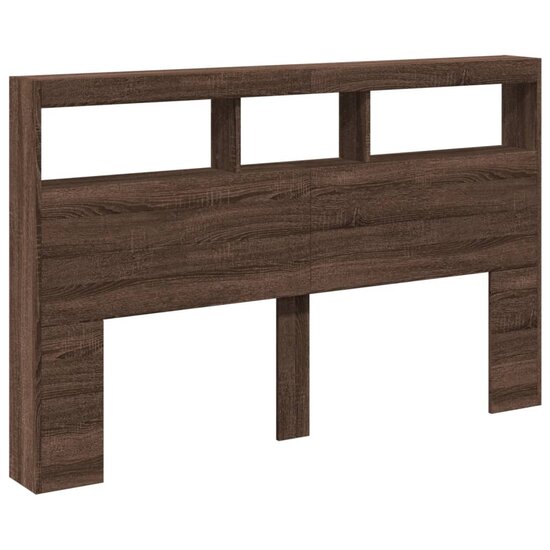 Hoofdbordkast met LED-verlichting 160x17x102 cm bruin eiken