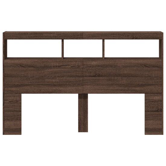 Hoofdbordkast met LED-verlichting 160x17x102 cm bruin eiken