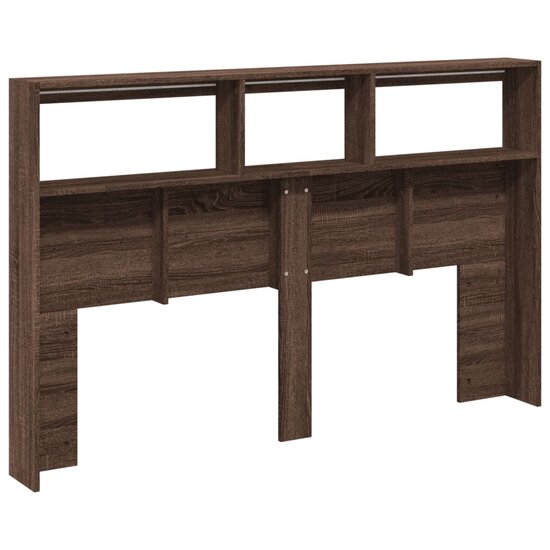 Hoofdbordkast met LED-verlichting 160x17x102 cm bruin eiken