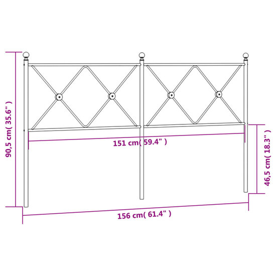 Hoofdbord Metaal 150 cm Wit