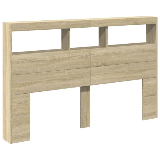 Hoofdbordkast Met Led-Verlichting 160 x 17 x 102 cm Sonoma eiken