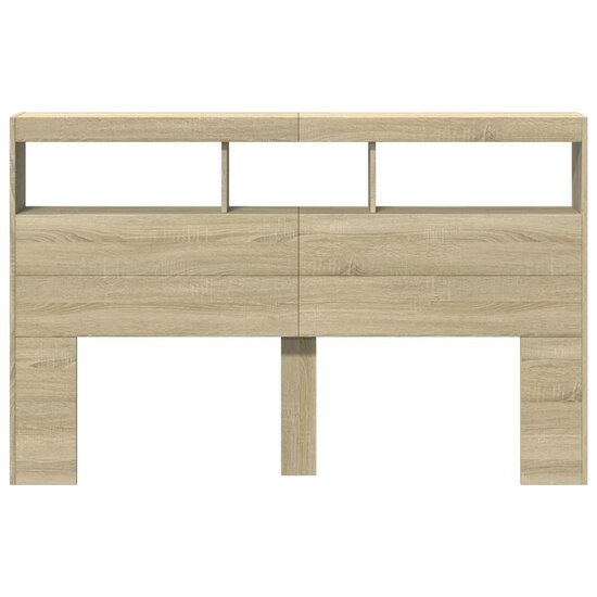 Hoofdbordkast Met Led-Verlichting 160 x 17 x 102 cm Sonoma eiken