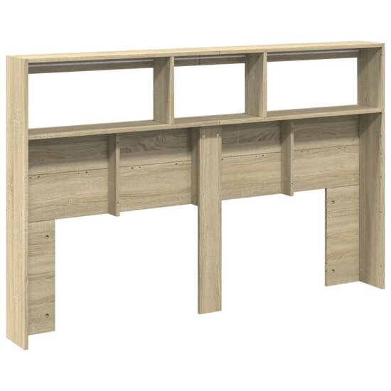 Hoofdbordkast Met Led-Verlichting 160 x 17 x 102 cm Sonoma eiken