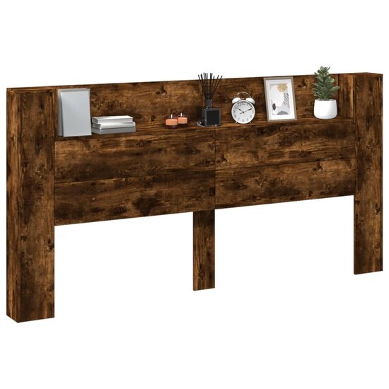 Hoofdbordkast Met Led 200X16,5X103,5 Cm Kleurig 200 x 16.5 x 103.5 cm Gerookt eiken