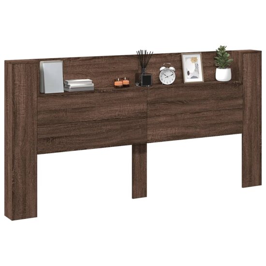 Hoofdbordkast Met Led-Verlichting 200X16,5X103,5 Cm Bruin Eiken 200 x 16.5 x 103.5 cm bruin eikenkleur