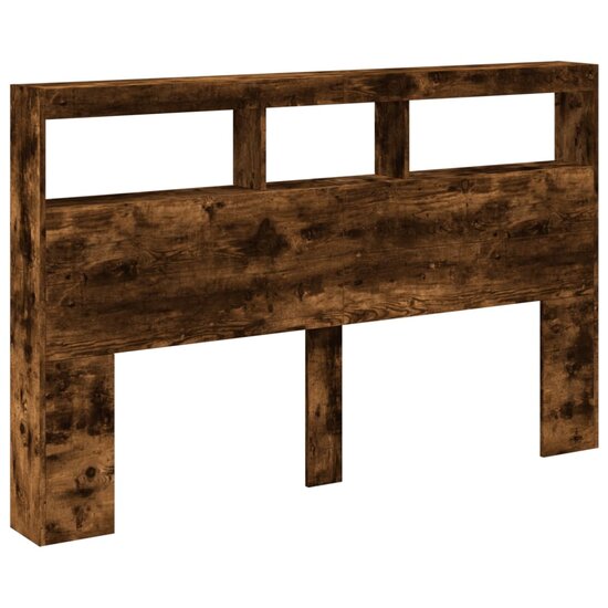 Hoofdbordkast Met Led-Verlichting 160 x 17 x 102 cm Gerookt eiken