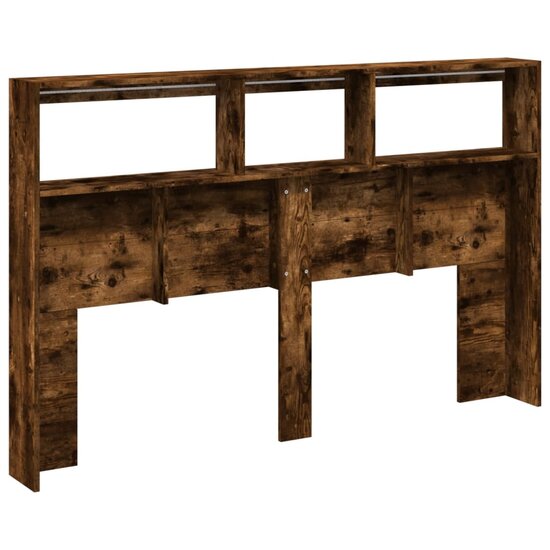 Hoofdbordkast Met Led-Verlichting 160 x 17 x 102 cm Gerookt eiken