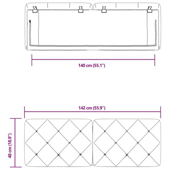 Hoofdbordkussen Fluweel 140 cm Roze