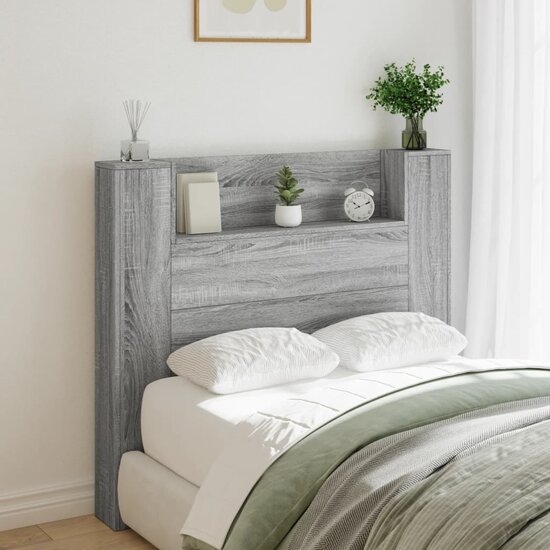 Hoofdbordkast Met Led 120X16,5X103,5 Cm 120 x 16.5 x 103.5 cm Grijs sonoma