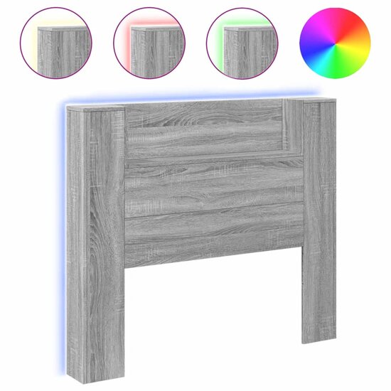 Hoofdbordkast Met Led 120X16,5X103,5 Cm 120 x 16.5 x 103.5 cm Grijs sonoma