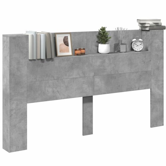Hoofdbordkast Met Led-Verlichting 180X16,5X103,5 Cm 180 x 16.5 x 103.5 cm Betongrijs