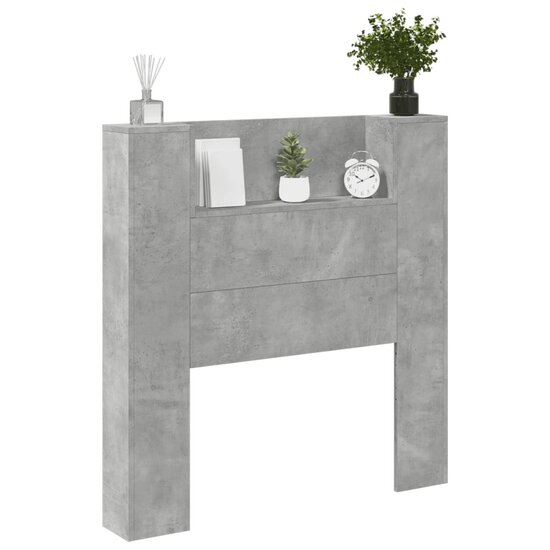 Hoofdbordkast Met Led-Verlichting 100X16,5X103,5 Cm 100 x 16.5 x 103.5 cm Betongrijs