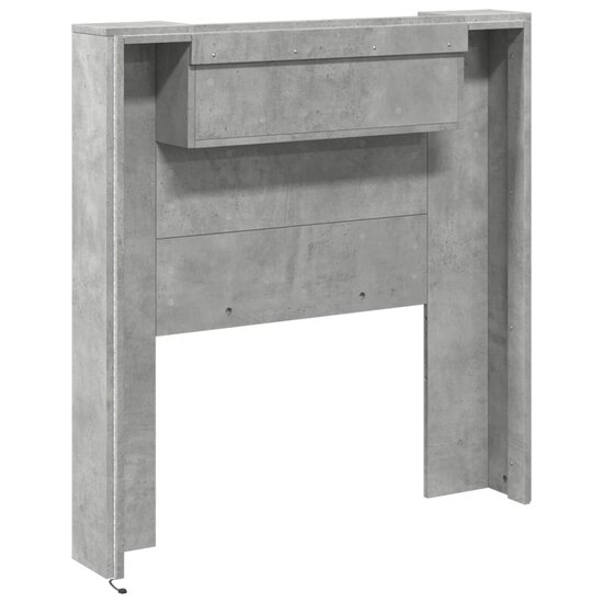 Hoofdbordkast Met Led-Verlichting 100X16,5X103,5 Cm 100 x 16.5 x 103.5 cm Betongrijs
