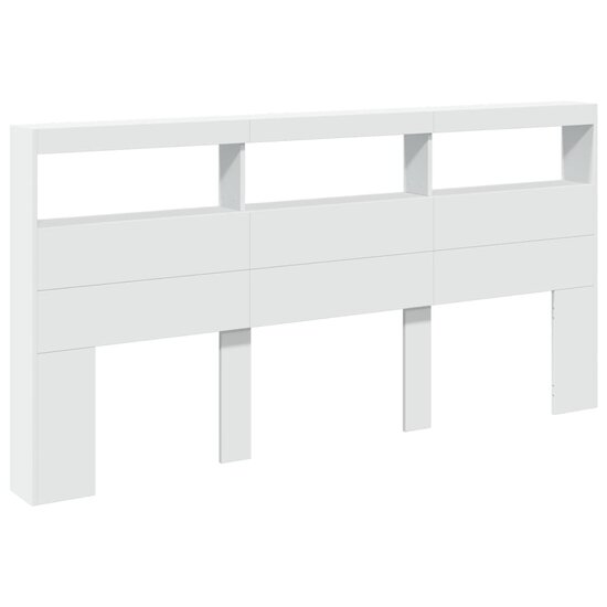 Hoofdbordkast Met Led-Verlichting 200 x 17 x 102 cm Wit