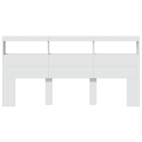 Hoofdbordkast Met Led-Verlichting 200 x 17 x 102 cm Wit