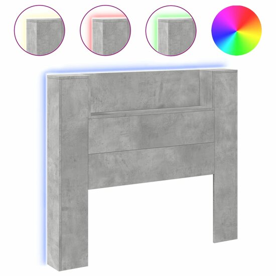 Hoofdbordkast Met Led-Verlichting 120X16,5X103,5 Cm 120 x 16.5 x 103.5 cm Betongrijs
