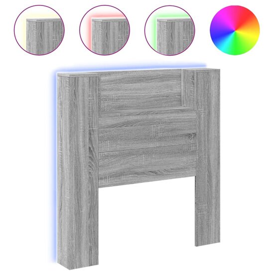 Hoofdbordkast Met Led 100X16,5X103,5 Cm 100 x 16.5 x 103.5 cm Grijs sonoma