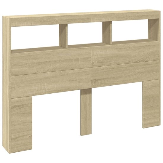 Hoofdbordkast Met Led-Verlichting 140 x 17 x 102 cm Sonoma eiken
