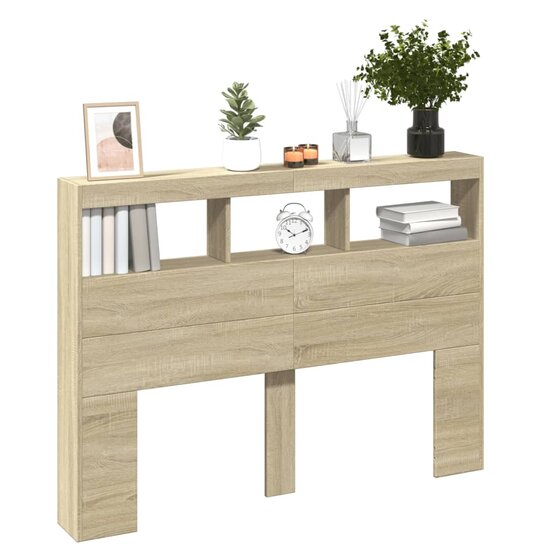 Hoofdbordkast Met Led-Verlichting 140 x 17 x 102 cm Sonoma eiken