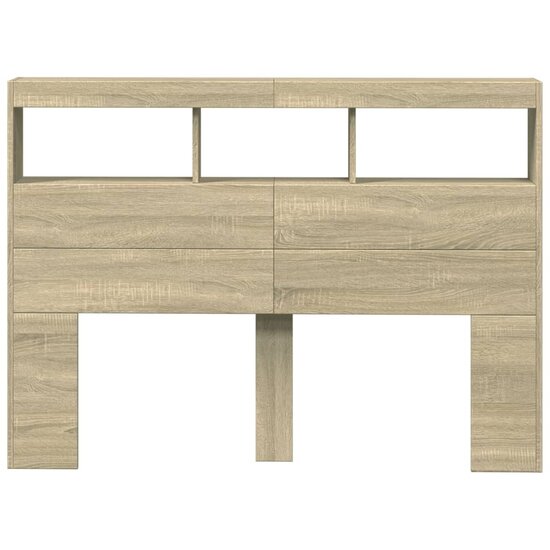 Hoofdbordkast Met Led-Verlichting 140 x 17 x 102 cm Sonoma eiken