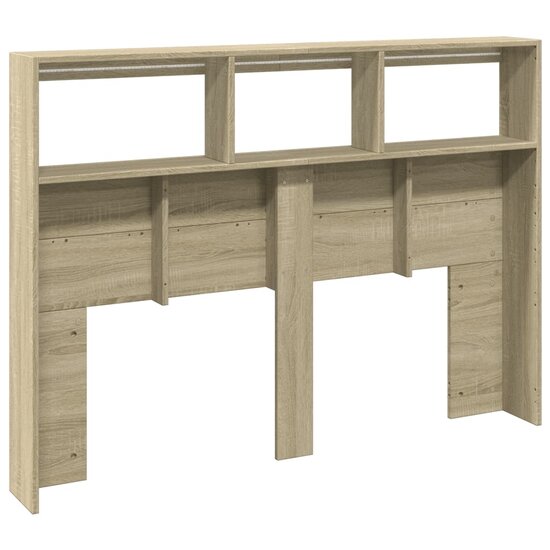 Hoofdbordkast Met Led-Verlichting 140 x 17 x 102 cm Sonoma eiken