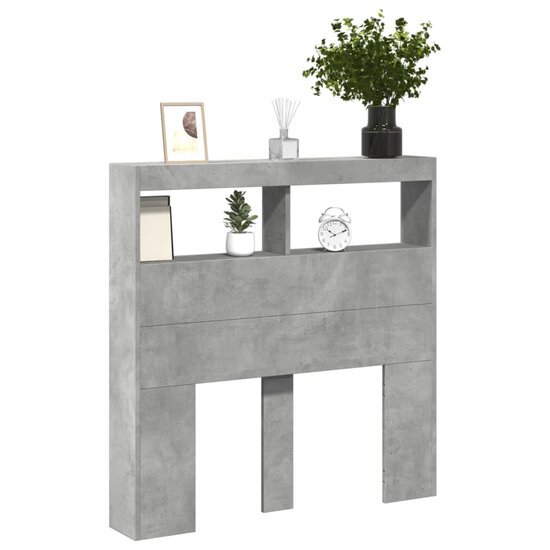 Hoofdbordkast Met Led-Verlichting 100 x 17 x 102 cm Betongrijs