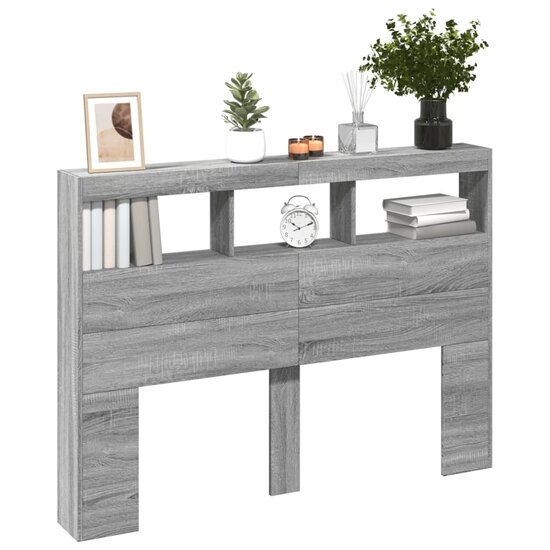 Hoofdbordkast Met Led-Verlichting 140 x 17 x 102 cm Grijs sonoma