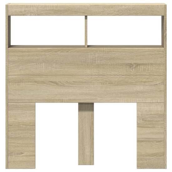 Hoofdbordkast met LED-verlichting 100x17x102 cm sonoma eiken