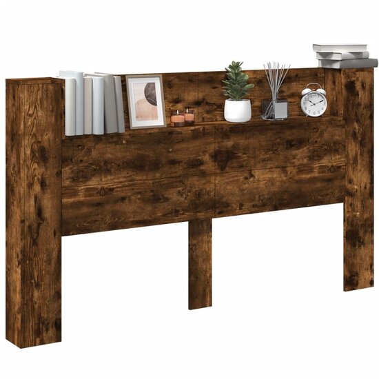 Hoofdbordkast met LED 180x16,5x103,5 cm gerookt eikenkleurig