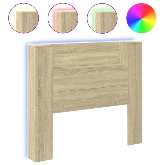 Hoofdbordkast met LED 120x16,5x103,5 cm sonoma eikenkleurig