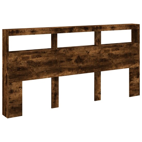Hoofdbordkast met LED-verlichting 200x17x102 cm gerookt eiken