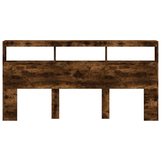 Hoofdbordkast met LED-verlichting 200x17x102 cm gerookt eiken