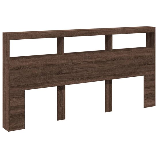 Hoofdbordkast met LED-verlichting 200x17x102 cm bruin eiken