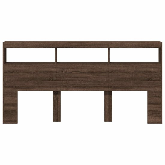 Hoofdbordkast met LED-verlichting 200x17x102 cm bruin eiken